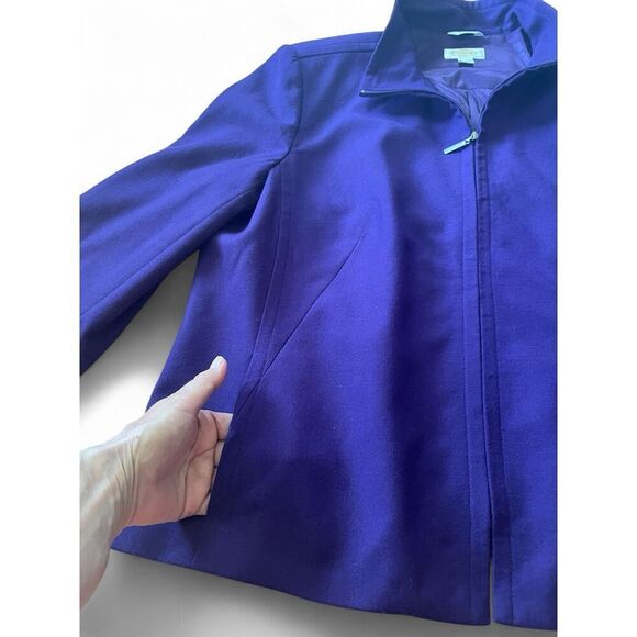 TALBOTS Women’s Size 20 Zipper Italian With Lining Blend Wool Purple Jacket - Picture 2 of 9